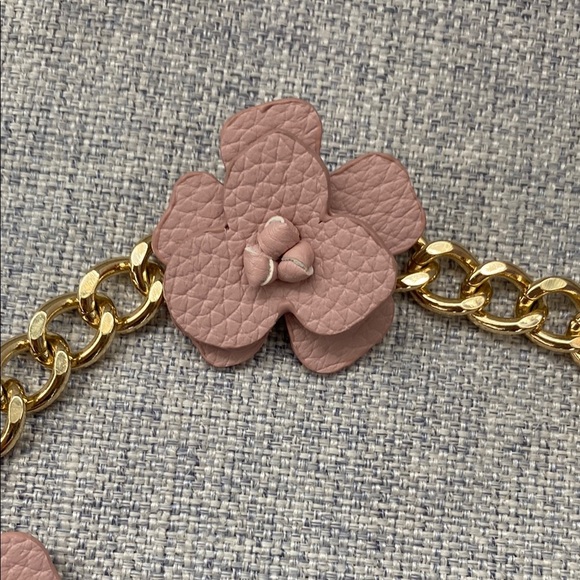 Nanette Lepore Gold and Pink Floral Purse Chain - Picture 3 of 4